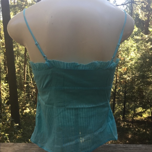 Raviva summer time cotton teal blue , scalloped lace trim camisole - Picture 9 of 12